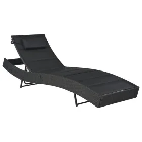 Sonnenliege aus synthetischem Rattan und schwarzem Textilene von vidaXL, Liegen - Ref: Foro24-44896, Preis: 123,19 €, Rabatt: %