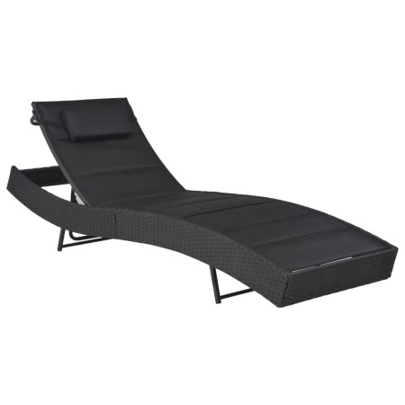 Synthetic rattan and black textilene sun lounger by vidaXL, Loungers - Ref: Foro24-44896, Price: 124,82 €, Discount: %