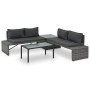 Set de salón para jardín 3 pzs y cojines ratán sintético gris de vidaXL, Sofás de exterior - Ref: Foro24-44720, Precio: 304,9...