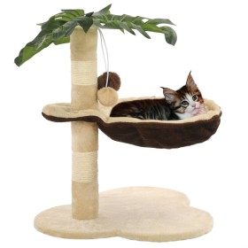 Rascador para gatos con poste de sisal 50 cm beige y marrón