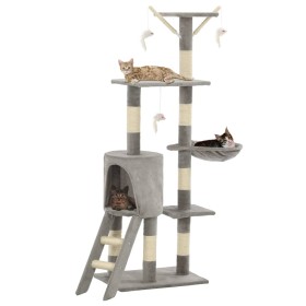Rascador para gatos con poste de sisal 138 cm gris de vidaXL, Mobiliario para gatos - Ref: Foro24-170578, Precio: 67,23 €, De...