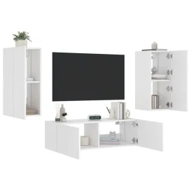 Wand-TV-Schränke mit LED-Leuchten, 3 Stück, weiß von , TV-Möbel - Ref: Foro24-3216867, Preis: 179,88 €, Rabatt: %