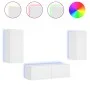 Muebles de TV de pared con luces LED 3 piezas blanco de , Muebles TV - Ref: Foro24-3216867, Precio: 179,18 €, Descuento: %