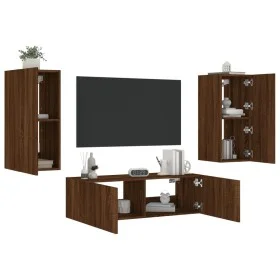 Wand-TV-Schränke mit LED-Leuchten 3 Stück Eiche braun von , TV-Möbel - Ref: Foro24-3216873, Preis: 149,10 €, Rabatt: %