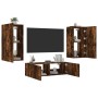 Muebles de TV de pared con luces LED 3 piezas roble ahumado de , Muebles TV - Ref: Foro24-3216878, Precio: 167,38 €, Descuent...