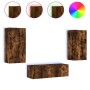 Muebles de TV de pared con luces LED 3 piezas roble ahumado de , Muebles TV - Ref: Foro24-3216878, Precio: 167,38 €, Descuent...