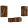 Wall TV cabinets with LED lights 3 pieces smoked oak by , TV Furniture - Ref: Foro24-3216878, Price: 165,42 €, Discount: %