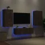 Wall TV cabinets with LED lights 3 pieces smoked oak by , TV Furniture - Ref: Foro24-3216878, Price: 165,42 €, Discount: %