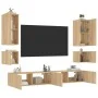 Wand-TV-Schränke mit LED-Leuchten, 6 Stück, Sonoma-Eiche von , TV-Möbel - Ref: Foro24-3216890, Preis: 256,63 €, Rabatt: %