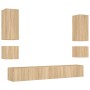 Muebles de TV de pared con luces LED 6 piezas roble Sonoma de , Muebles TV - Ref: Foro24-3216890, Precio: 264,11 €, Descuento: %
