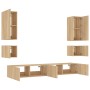Muebles de TV de pared con luces LED 6 piezas roble Sonoma de , Muebles TV - Ref: Foro24-3216890, Precio: 264,11 €, Descuento: %
