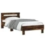 Bett aus geräuchertem Eichenholzwerkstoff mit Kopfteil 90 x 190 cm von , Betten und Lattenroste - Ref: Foro24-838565, Preis: ...
