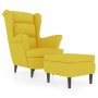 Sillón orejero con taburete terciopelo amarillo mostaza