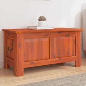 Baúl de almacenamiento con tapa madera maciza de acacia marrón de , Baúles de almacenamiento - Ref: Foro24-364915, Precio: 78...