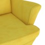 Sillón orejero con taburete terciopelo amarillo mostaza