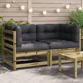 Garden corner sofa and cushions 2 pcs impregnated pine wood by , Modular outdoor sofas - Ref: Foro24-838076, Price: 164,29 €,...