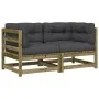 Garden corner sofa and cushions 2 pcs impregnated pine wood by , Modular outdoor sofas - Ref: Foro24-838076, Price: 164,29 €,...