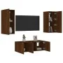 TV-Wandmöbel mit LED, 4-teilig, Eichenbraun, Holzwerkstoff von , TV-Möbel - Ref: Foro24-3216810, Preis: 157,28 €, Rabatt: %