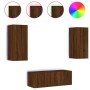 Muebles TV pared con LED 4 pzas madera ingeniería marrón roble de , Muebles TV - Ref: Foro24-3216810, Precio: 165,31 €, Descu...