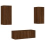 Muebles TV pared con LED 4 pzas madera ingeniería marrón roble de , Muebles TV - Ref: Foro24-3216810, Precio: 165,31 €, Descu...