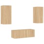 Muebles TV pared con LED 4 pzas madera ingeniería roble Sonoma de , Muebles TV - Ref: Foro24-3216806, Precio: 154,32 €, Descu...