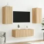 TV wall furniture with LED 4 pieces engineered wood Sonoma oak by , TV Furniture - Ref: Foro24-3216806, Price: 152,42 €, Disc...