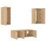 TV-Wandmöbel mit LED, 4-teilig, Holzwerkstoff, Sonoma-Eiche von , TV-Möbel - Ref: Foro24-3216806, Preis: 154,32 €, Rabatt: %