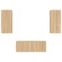 TV wall furniture with LED 4 pieces engineered wood Sonoma oak by , TV Furniture - Ref: Foro24-3216806, Price: 152,42 €, Disc...