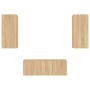 TV-Wandmöbel mit LED, 4-teilig, Holzwerkstoff, Sonoma-Eiche von , TV-Möbel - Ref: Foro24-3216806, Preis: 154,32 €, Rabatt: %