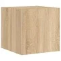 TV wall furniture with LED 4 pieces engineered wood Sonoma oak by , TV Furniture - Ref: Foro24-3216806, Price: 152,42 €, Disc...