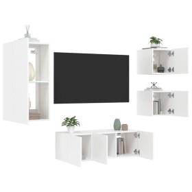 Wand-TV-Schränke mit LED, 5 Stück, weißes Holzwerkstoff von , TV-Möbel - Ref: Foro24-3216825, Preis: 187,97 €, Rabatt: %