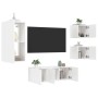 Muebles de TV de pared con LED 5 pzas madera ingeniería blanco de , Muebles TV - Ref: Foro24-3216825, Precio: 187,84 €, Descu...
