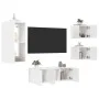 Wand-TV-Schränke mit LED, 5 Stück, weißes Holzwerkstoff von , TV-Möbel - Ref: Foro24-3216825, Preis: 185,61 €, Rabatt: %
