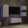 Muebles de TV de pared con LED 5 pzas madera ingeniería blanco de , Muebles TV - Ref: Foro24-3216825, Precio: 187,84 €, Descu...