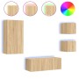 Muebles TV pared con LED 5 pzas madera ingeniería roble Sonoma de , Muebles TV - Ref: Foro24-3216827, Precio: 178,92 €