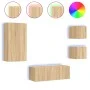 TV wall furniture with LED 5 pieces engineered wood Sonoma oak by , TV Furniture - Ref: Foro24-3216827, Price: 176,87 €, Disc...