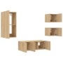 Muebles TV pared con LED 5 pzas madera ingeniería roble Sonoma de , Muebles TV - Ref: Foro24-3216827, Precio: 178,92 €
