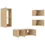 TV wall furniture with LED 5 pieces engineered wood Sonoma oak by , TV Furniture - Ref: Foro24-3216827, Price: 176,87 €, Disc...