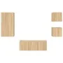 TV wall furniture with LED 5 pieces engineered wood Sonoma oak by , TV Furniture - Ref: Foro24-3216827, Price: 176,87 €, Disc...
