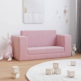 Pink soft plush 2-seater children's sofa bed by , Baby and Toddler Furniture - Ref: Foro24-357039, Price: 73,28 €, Discount: %