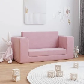 Pink soft plush 2-seater children's sofa bed by , Baby and Toddler Furniture - Ref: Foro24-357039, Price: 65,59 €, Discount: %