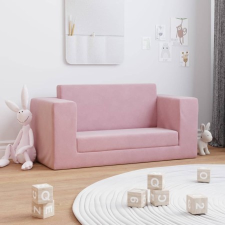 Sofá cama para niños de 2 plazas felpa suave rosa de , Mobiliario para bebés y niños pequeños - Ref: Foro24-357039, Precio: 5...