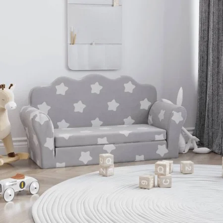 Hellgraues 2-Sitzer-Kindersofa aus weichem Plüsch mit Sternen von , Baby- und Kleinkindmöbel - Ref: Foro24-357058, Preis: 67,...