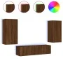 Muebles TV pared con LED 4 pzas madera ingeniería marrón roble de , Muebles TV - Ref: Foro24-3216852, Precio: 192,89 €, Descu...