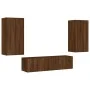 Muebles TV pared con LED 4 pzas madera ingeniería marrón roble de , Muebles TV - Ref: Foro24-3216852, Precio: 192,89 €, Descu...