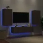 Muebles TV pared con LED 4 pzas madera ingeniería marrón roble de , Muebles TV - Ref: Foro24-3216852, Precio: 192,89 €, Descu...