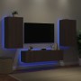 TV-Wandmöbel mit LED, 4-teilig, Eichenbraun, Holzwerkstoff von , TV-Möbel - Ref: Foro24-3216852, Preis: 195,34 €, Rabatt: %