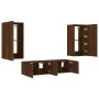 Muebles TV pared con LED 4 pzas madera ingeniería marrón roble de , Muebles TV - Ref: Foro24-3216852, Precio: 192,89 €, Descu...