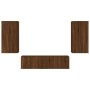 TV wall furniture with LED 4 pieces oak brown engineered wood by , TV Furniture - Ref: Foro24-3216852, Price: 195,34 €, Disco...