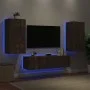 TV wall furniture with LED 4 pieces engineered wood smoked oak by , TV Furniture - Ref: Foro24-3216850, Price: 192,22 €, Disc...